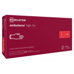 Mercator ambulance high risk, lateksowe rękawiczki bezpudrowe rozm. L, 50 szt.