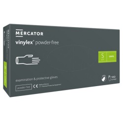 Mercator vinylex powder free, winylowe, bezpudrowe, przezroczyste rękawiczki diagnostyczne i ochronne, rozm. S