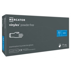Mercator vinylex powder free, winylowe, bezpudrowe, przezroczyste rękawiczki diagnostyczne i ochronne, rozm. M