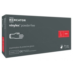 Mercator vinylex powder free, winylowe, bezpudrowe, przezroczyste rękawiczki diagnostyczne i ochronne, rozm. L