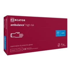 Mercator ambulance high risk, lateksowe rękawiczki bezpudrowe rozm. M, 50 szt.