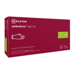 Mercator ambulance high risk, lateksowe rękawiczki bezpudrowe rozm. S, 50 szt.