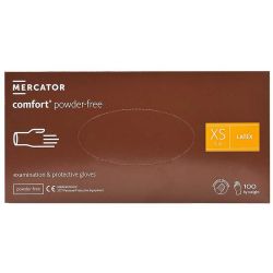 Mercator Comfort powder-free rękawice diagnostyczne i ochronne, lateksowe, bezpudrowe, kremowe  rozm. XS, 100 szt.