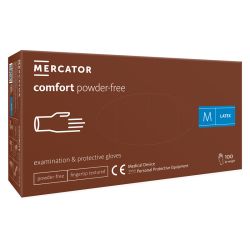 Mercator Comfort powder-free rękawice diagnostyczne i ochronne, lateksowe, bezpudrowe, kremowe  rozm. M, 100 szt.