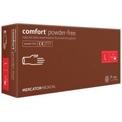 Mercator Comfort powder-free rękawice diagnostyczne i ochronne, lateksowe, bezpudrowe, kremowe  rozm. L, 100 szt.